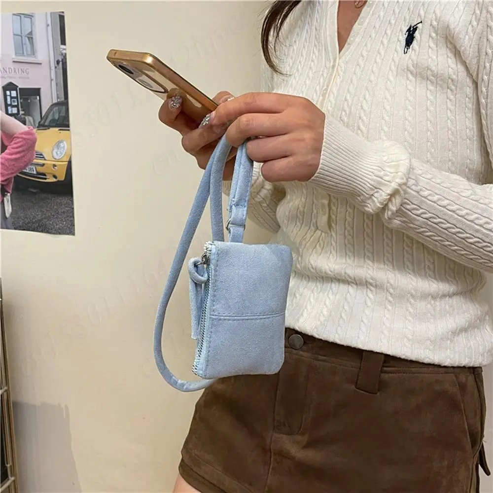 فو الجلد المدبوغ محفظة صغيرة المحمولة بلون الحبل عملة مفتاح أحمر الشفاه حقيبة التخزين خمر الخريف الشتاء الكورية مخلب المحفظة