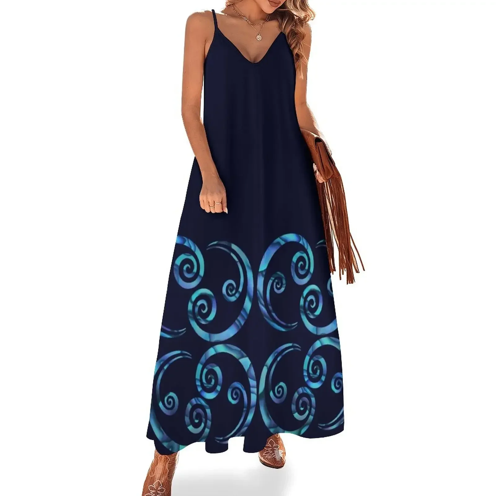 

Paua koru line Sleeveless Dress Summer dresses for women Female dress Dress