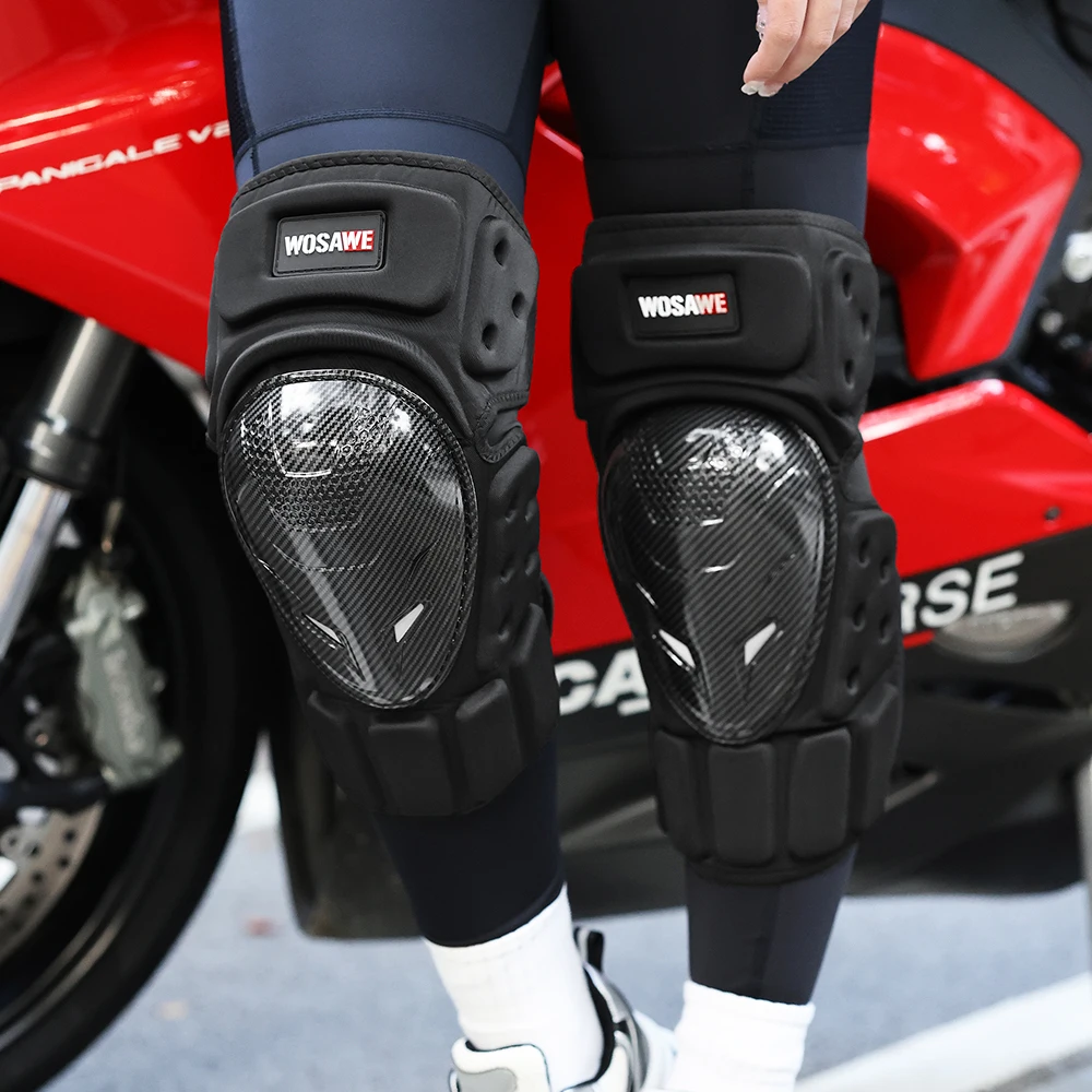 WOSAWE Knee Pads Anti Falling Anti-collision Motorcycle Kneepads Riding Knee Protector Moto Protective Gear Accessories Black