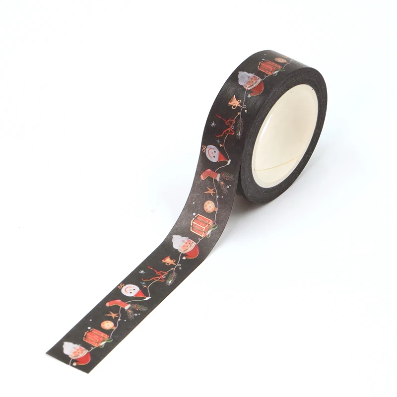 

NEW 1PC. 10M Decor Gold Foil Black Christmas Santa Snowman Washi Tape Planner Adhesive Masking Tape Cute Stationery Supplies