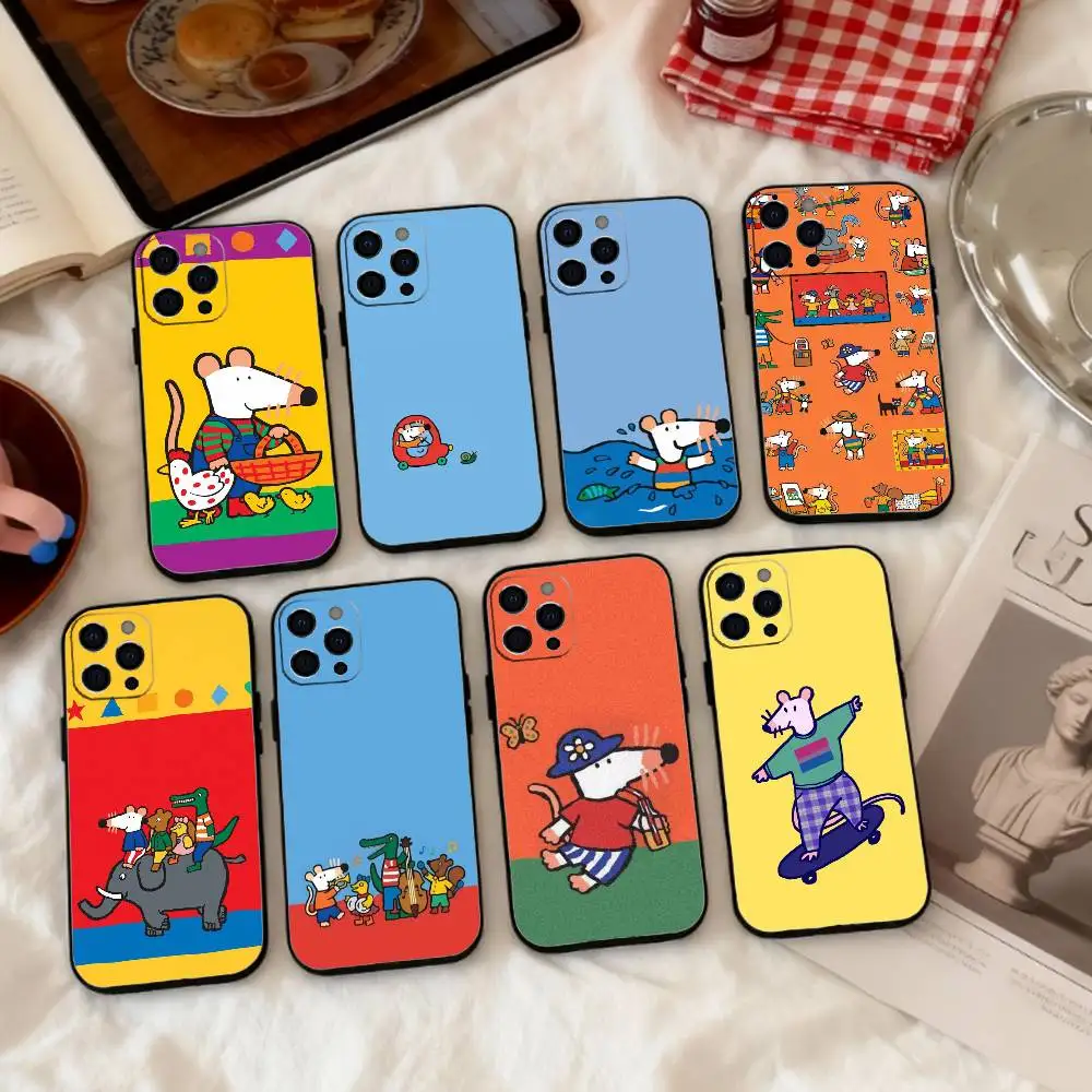Funda de Silicona Suave para Teléfono M-Maisy Mouse R-Rat, Compatible con iPhone 17, 16, 15, 14, 13, 12, 11, X, XR, Plus, Pro, Max, Plus