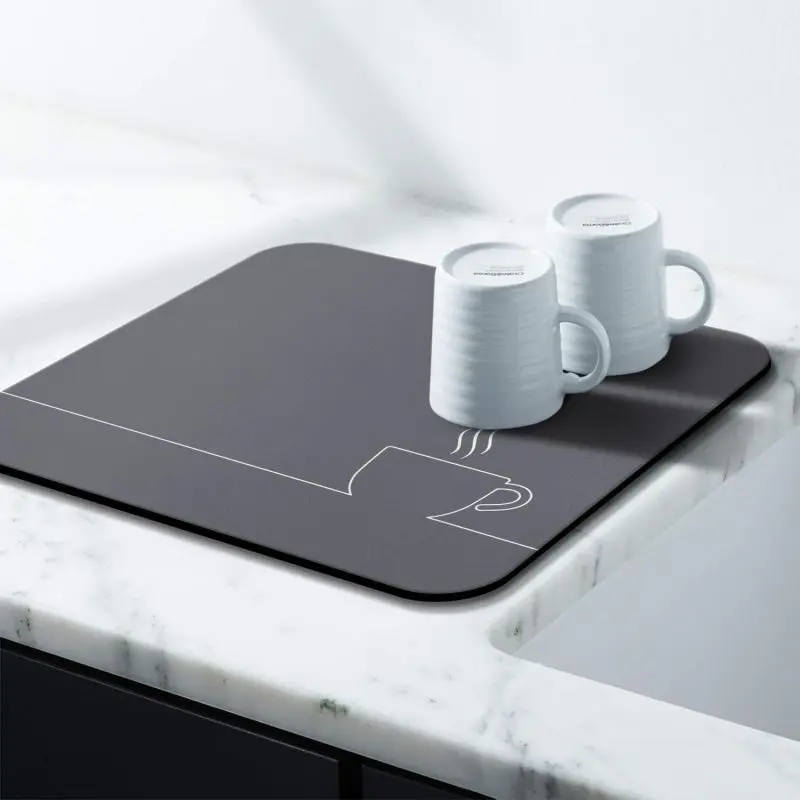 Coffee Bar Mat  for Countertop Absorbent Hide Stain Rubber Backed Dish Drying Mats for Kitchen Counter Draining Pad Decor Gift