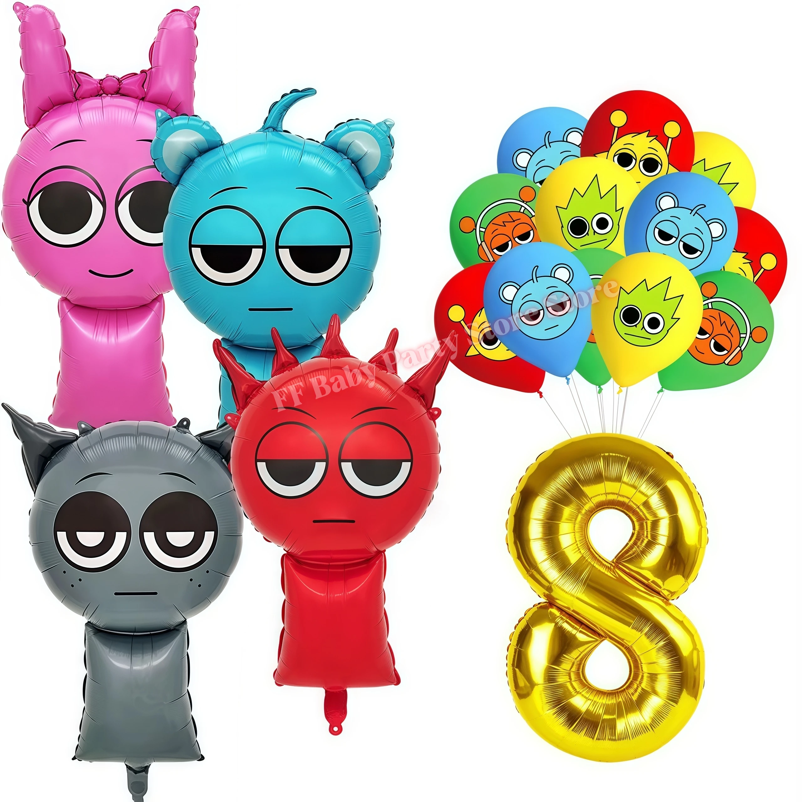 Sprunkis Geburtstagsparty-Dekorationsset Ballons Teller Becher Servietten für Jungen Mädchen Party-Geschenke Babyparty Kinder-Event-Zubehör – Detail 38