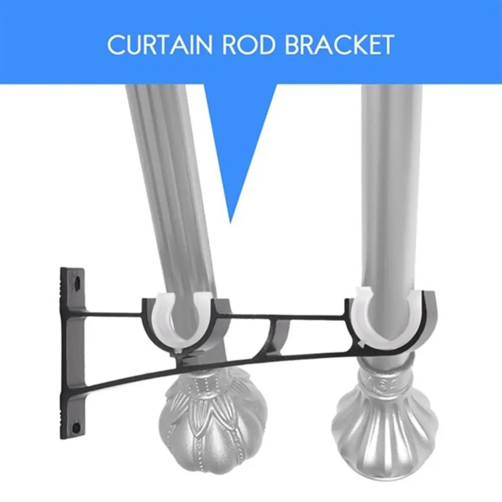 1Pcs Single Double Hang Curtain Rod Bracket Fixing Clip Furniture Hardware Hanger Hook Aluminum Alloy Crossbar Rod Support Clamp