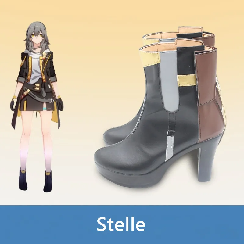 Botas artesanais de couro falso, Honkai Star Rail, Stelle Cosplay Traje Sapatos