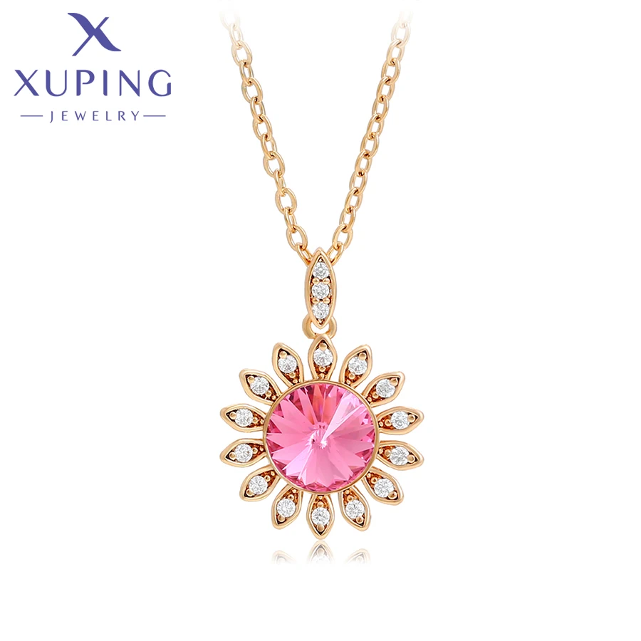 Xuping Jewelry Fashion Round Multicolor Crystal Pendant Necklace with Gold Color for Women X000651155