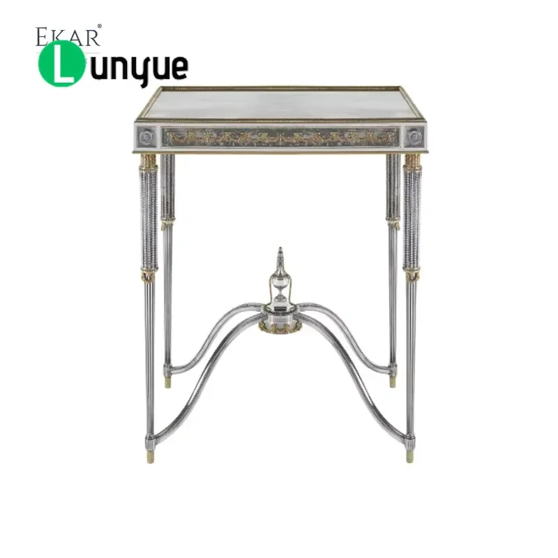 Italian Style Living Room Side Table Ornate Metal Frame Decorative Details Elegant Luxury Accents for Home Decor