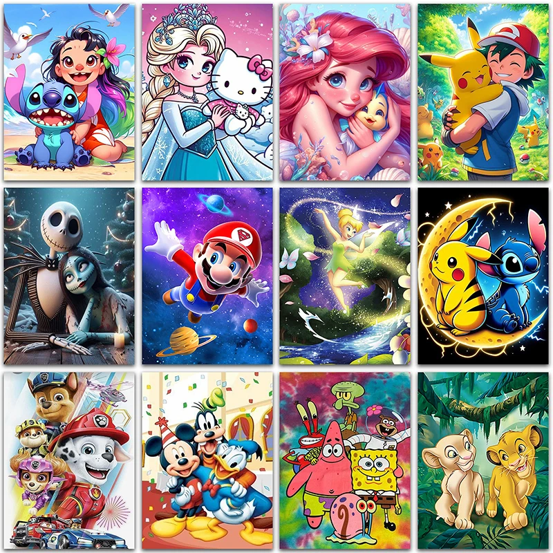 Disney Diamond Painting kits lilo and stitch Pokemon Pikachu Minions Home Decor Full Square&Round mosaic embroidery Cross stitch