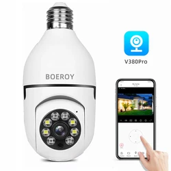 V380 Pro New Bulb E27 IP Camera Outdoor Security Protection WiFi 2MP Waterproof Full Color Night Vision Two Way Video Phone App