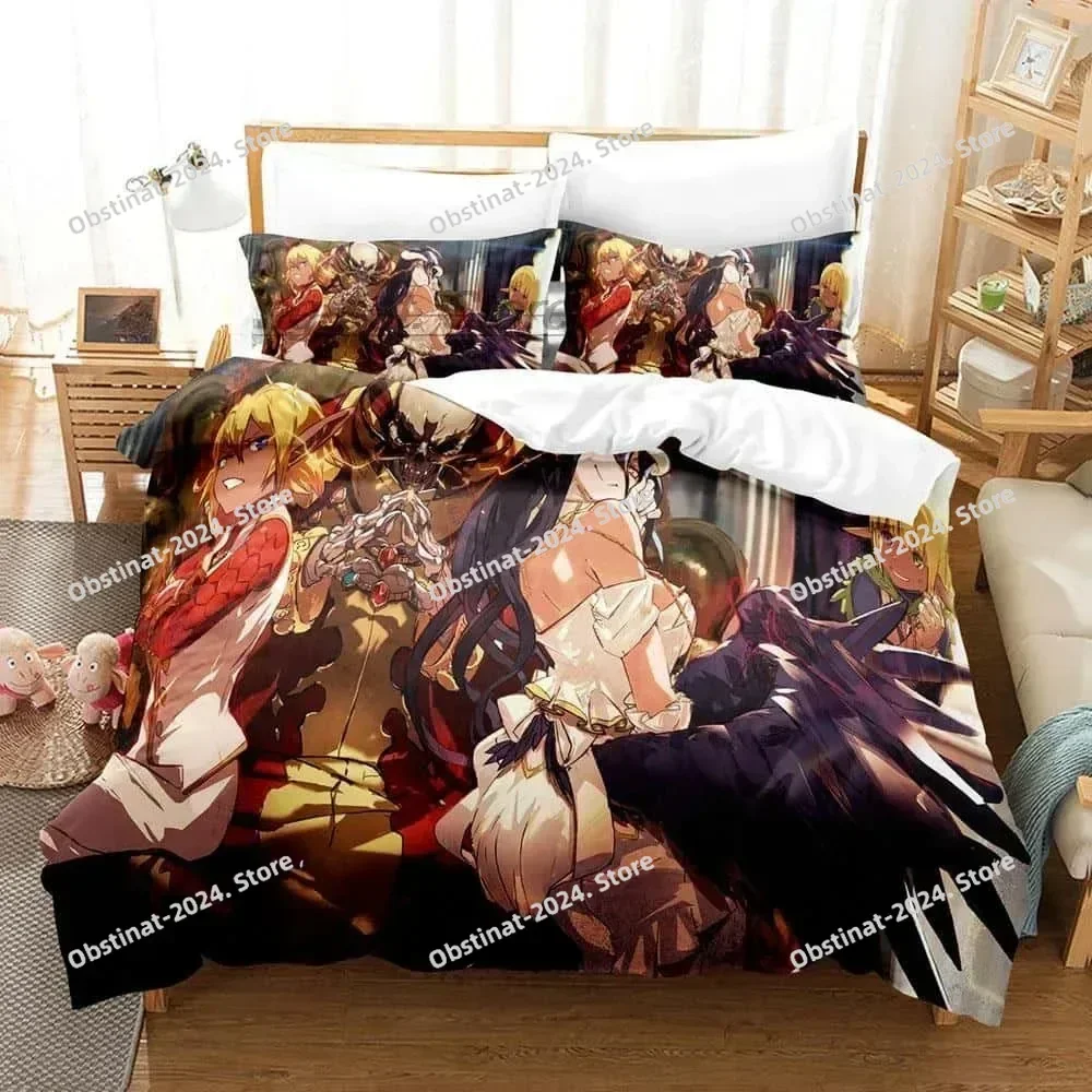 Fashion OVERLORD Bedding Set Single Twin Full Queen King Size Bed Set Adult Kid Bedroom Duvet cover Sets 3D Print Skeleton Anime