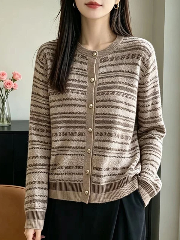 Feilao Island Knitted Cardigan Women's Sweater 2026 Spring Autumn New Design Sensation Small Fragrance Style Short Jacket Trendy