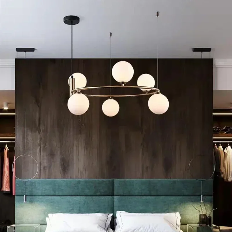 Nordic Magic Bean Galss Chandelier Restaurant Light Glass Ball Pendant Light For Dining Room Hanging