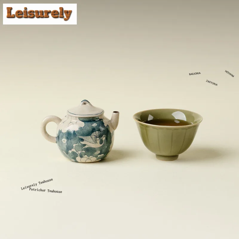Hand-painted Flying Cranes Tea Set Complete Set Zen Tea Ceremony Set Teapot And Tea Cup Set Tea Services Accessories Ornaments