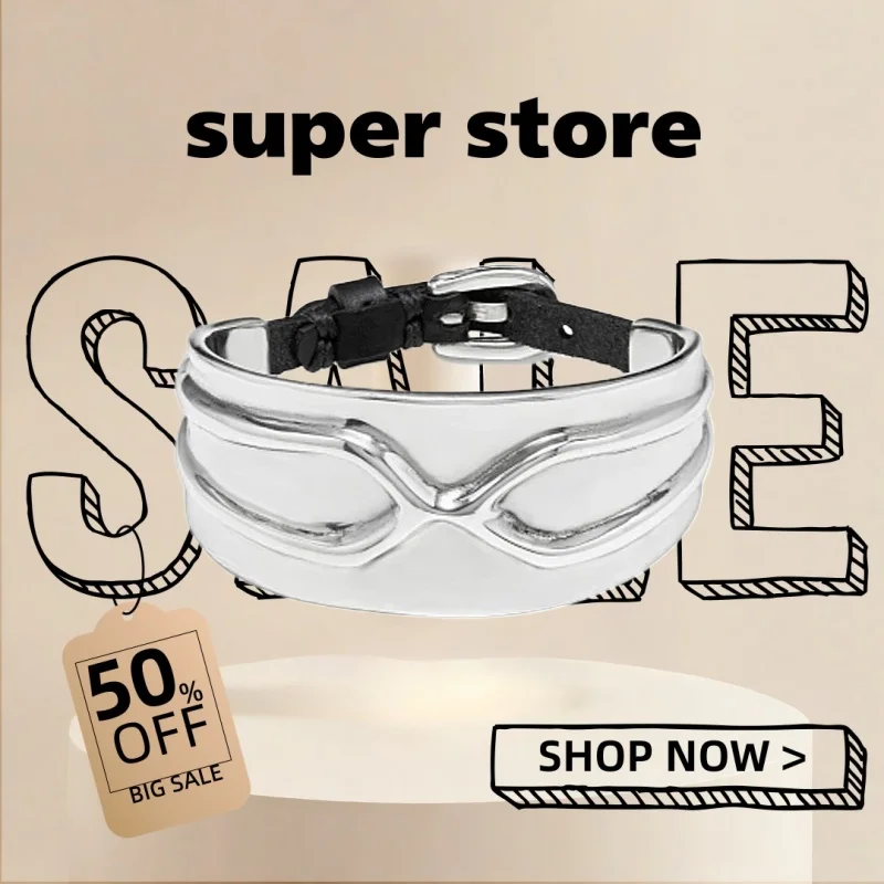 

2025 UHO Europe and America Original New Product Silvery Irregular X cowhide bracelet bracelet Women's Fashion Party Accessories