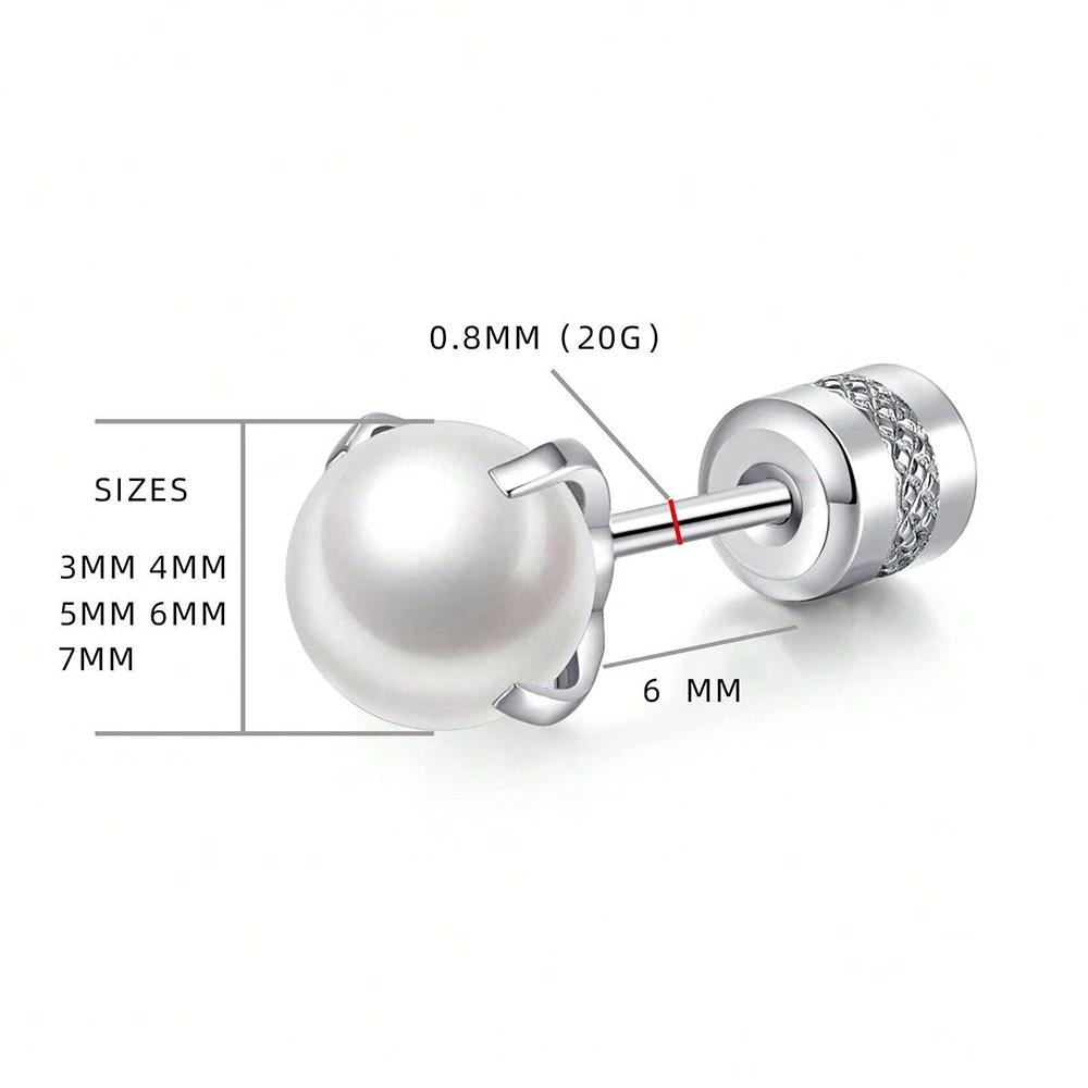 Stainless Steel Stud Earrings Antique Design Women Claw Pearl Screw Back Fashion Jewelry Accessories Party Gift Wholesale