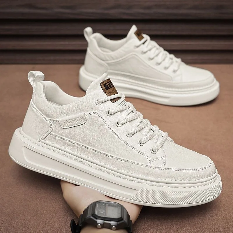Men's Casual Shoes 2026 New Trend Korean Version Breathable Sports Shoes Casual White Board Shoes Business Leather Shoes
