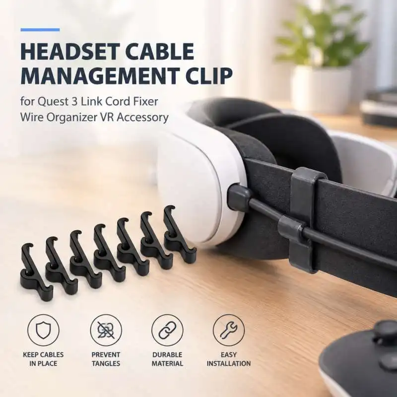 Headset Cable Management Clip for Quest 3 Link Cord Fixer Wire Organizer VR Accessory Tidy Routing Holder