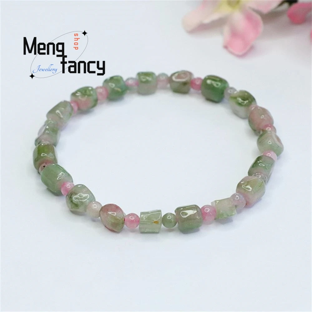 

Natural Watermelon Tourmaline Exquisite Elegant Simple High-gradeb Bracelet Crystal Colourful Treasure Luxury Fashion Jewelry