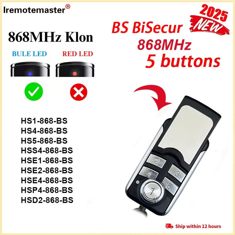 2025 New For BS Series 868 Mhz Gate Remote Control 868MHz HSE2 HSE4 HSE1 HS4 Two buttons For BS BiSecur Remote Control