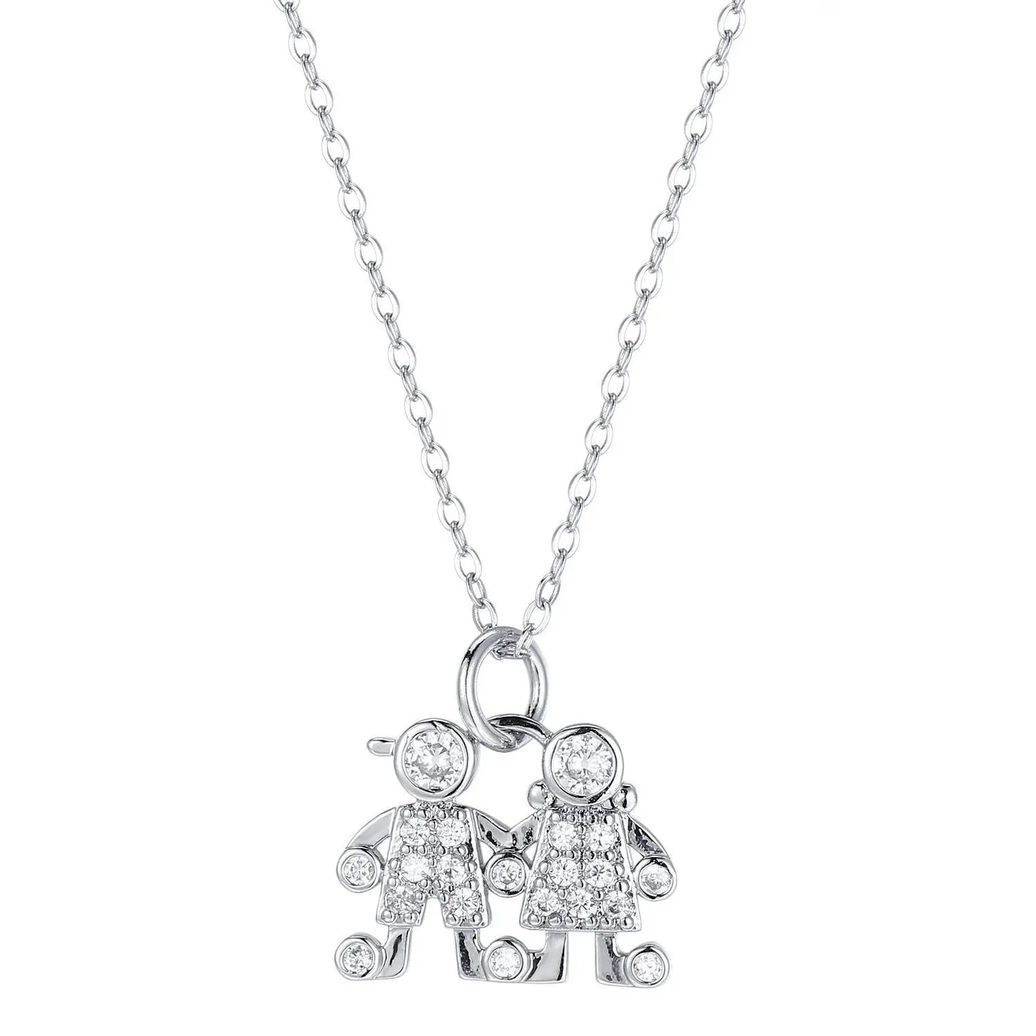 Pure 925 Silver Necklace with Various Kinds of Children Pendant Set with Zircon,Adorable Sweet Style as Gift to Orphanage Kids