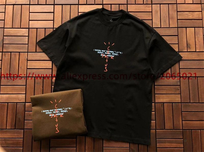 2024 Summer Cactus Jack T Shirt Men Women 1:1 Best Quality Tags Oversize Tee Top Black Brown T-Shirt