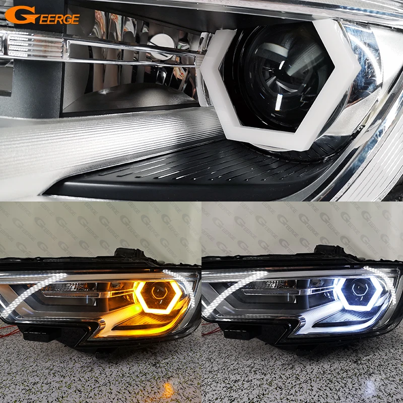 

For Audi A1 A3 A4 A5 A6 A7 A8 Q3 Q5 R8 Ultra Bright A/W Switchback Day Light Turn Signal Cotton Hex LED Angel Eyes Halo Rings