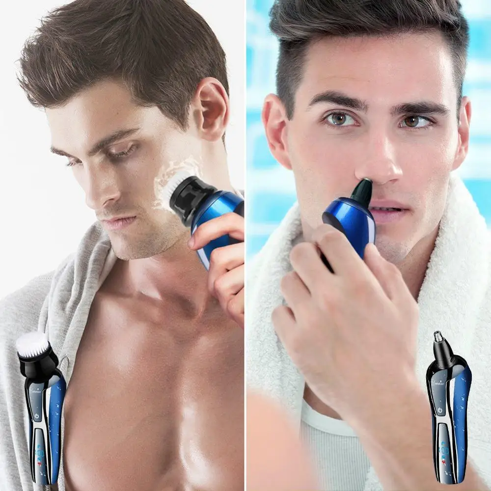 2in1 Rechargeable Electric Shaver For Men Facial Rotary Electric Razor Beard Wet Dry Shaving Machine Men Grooming Set