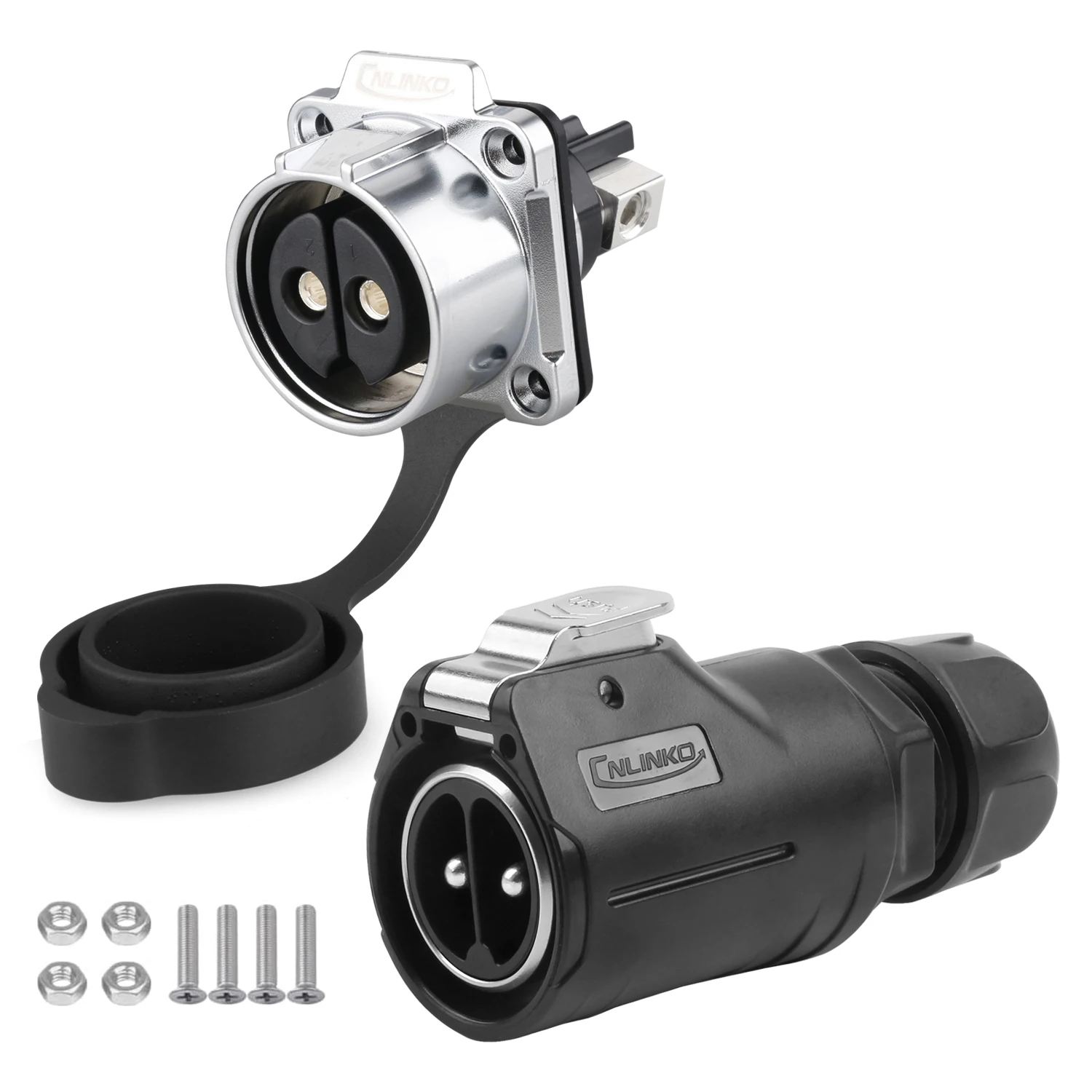 CNLINKO M28 50A 500V IP68 Circular Connector High Durability Screw Terminal 2Pin/3Pin Industrial Electrical Cable Connector