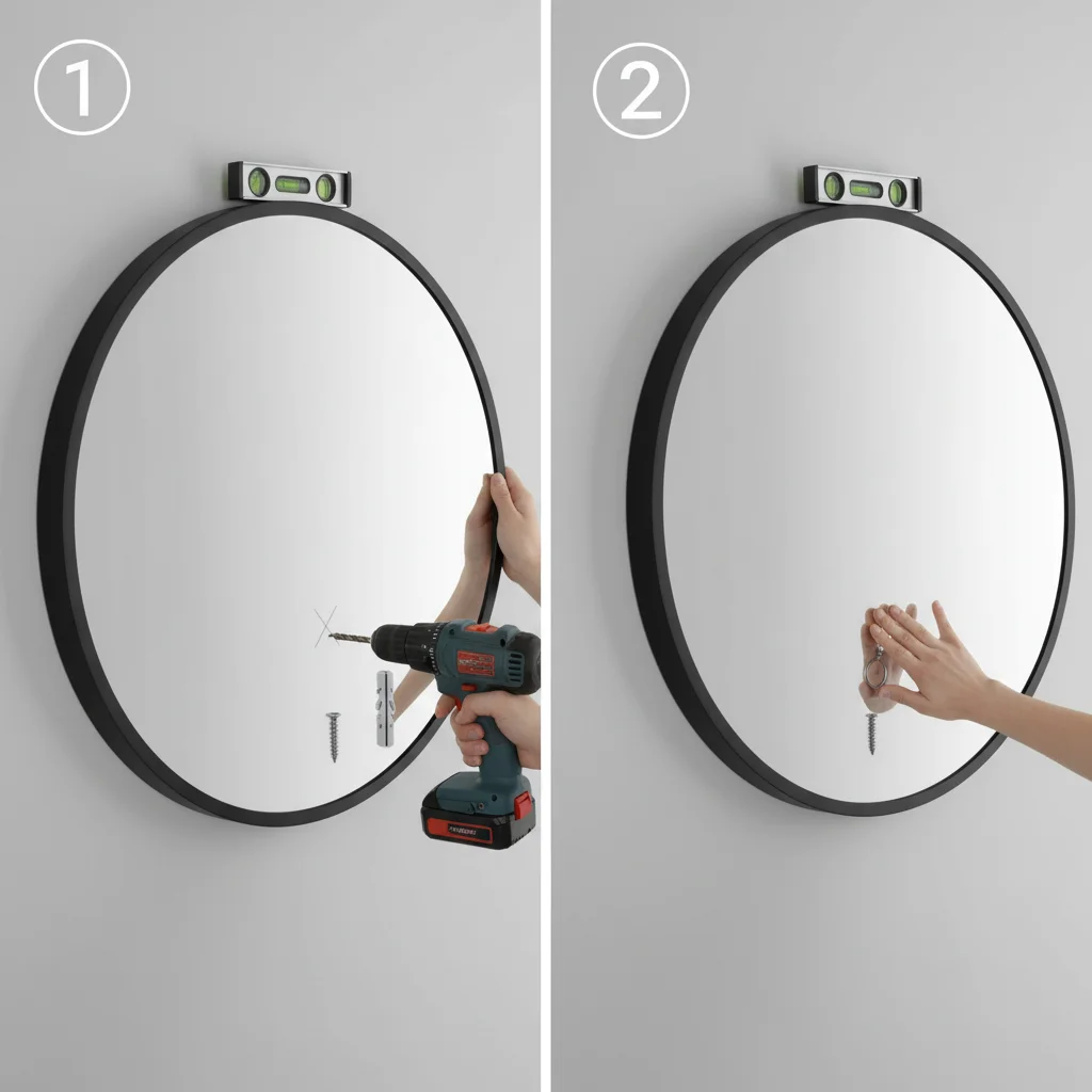 مرآة حائط مستديرة سوداء مقاس 30 بوصة للحمام الحديث، مرآة دائرية مثالية للاستخدام اليومي وتعزيز الأناقة #4