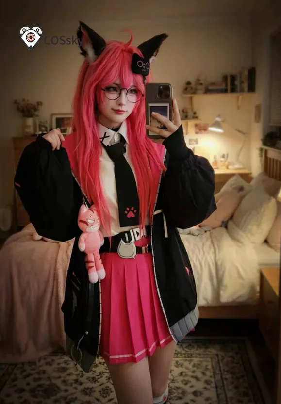 Disfraz de Cosplay Nanally Coluccis Neverness to Everness NTE, Abrigo Rosa y Negro, Vestido JK para Chicas Y2K, Uniforme para Halloween y Carnaval