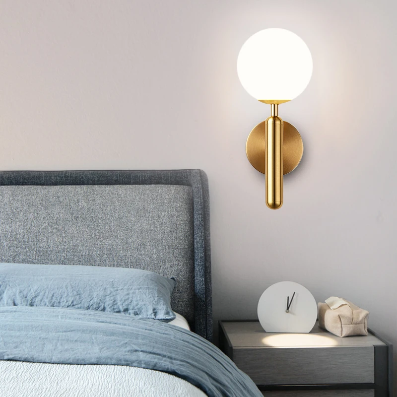 Interior LED Wall Lamps Wall Lighting Fixtures  for Bedroom Living Room Indoor Frosted Glass Ball Wall Sconce for Corridor Aisle