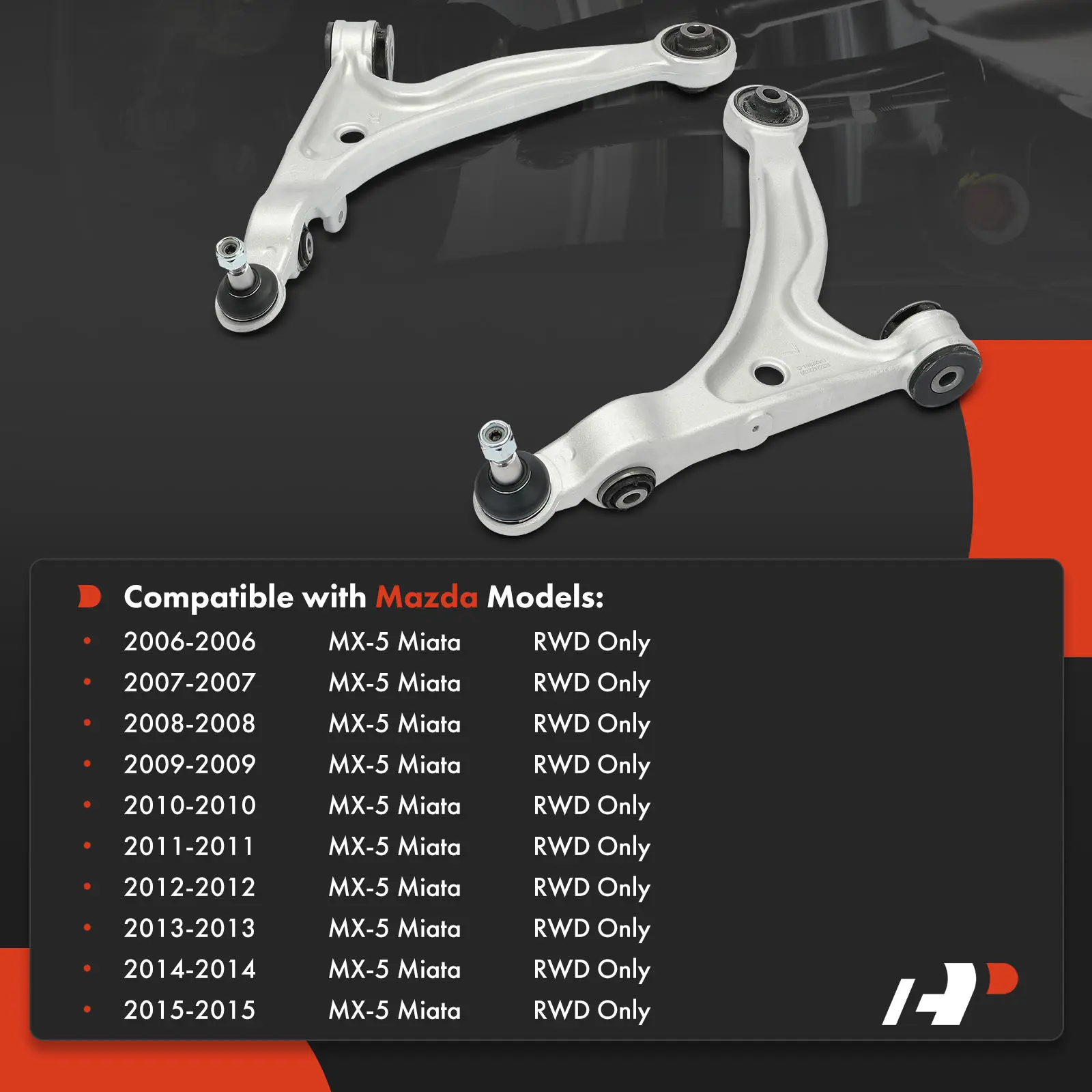A-Premium 2x Front Lower Suspension Control Arm & Ball Joint for Mazda MX-5 Miata 2006-2015