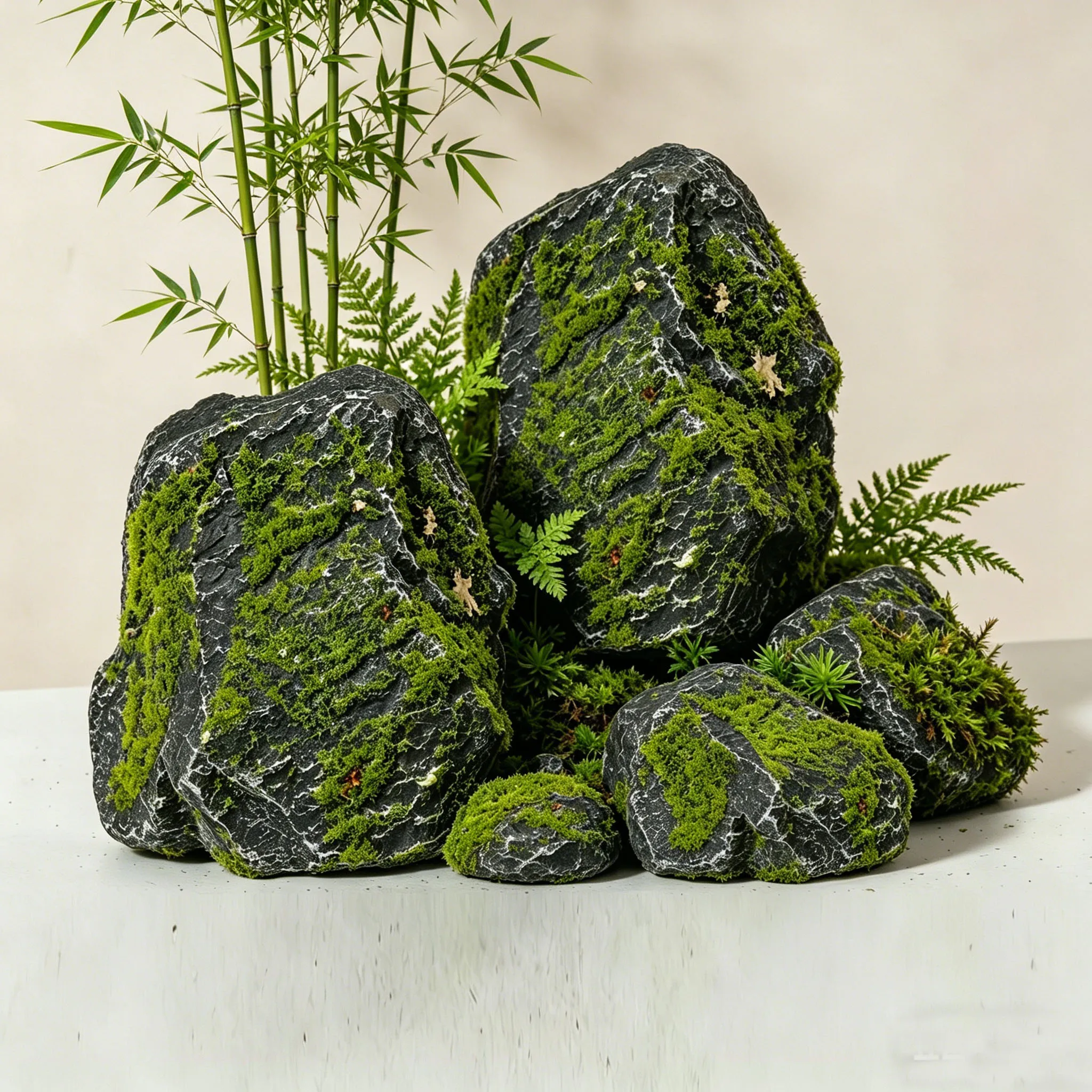 1 Piece PU Moss Simulation Stone Home Decor Photography Prop Performance Artistic Decorative Accessory