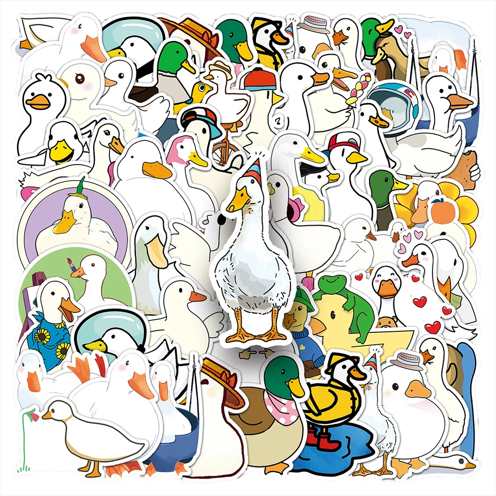 10/30/50pcs Kawaii Duck Animal Anime Stickers Funny Cartoon Sticker Water Bottle Phone Luggage Guitar Graffiti Decals Decoration