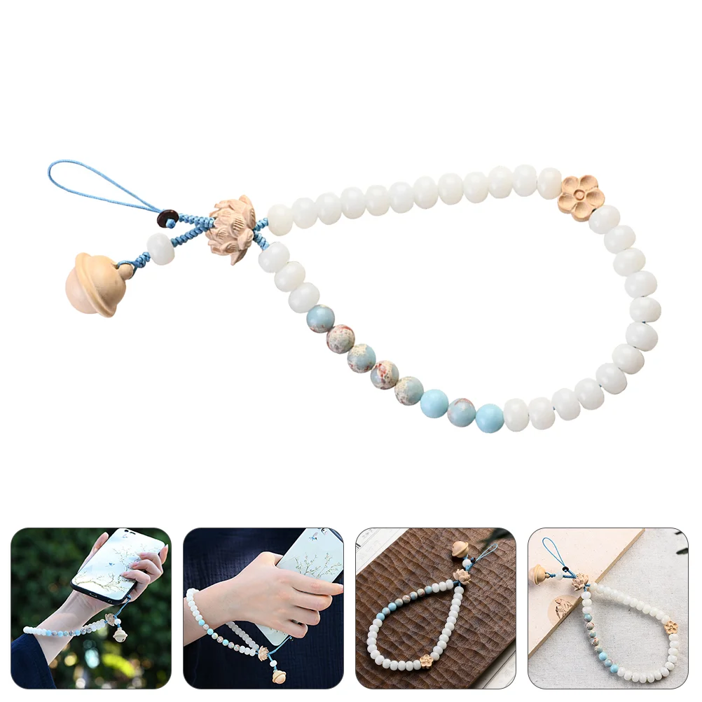 Wrist Strap for Phone Case Mobile Straps Lanyard Hanging Chain Beads White Bodhi