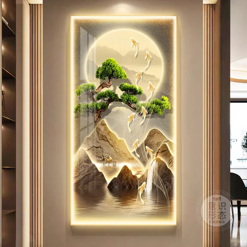 Picture 3: LED lights light luxury entrance door hanging high-end atmosphere corridor aisle mural