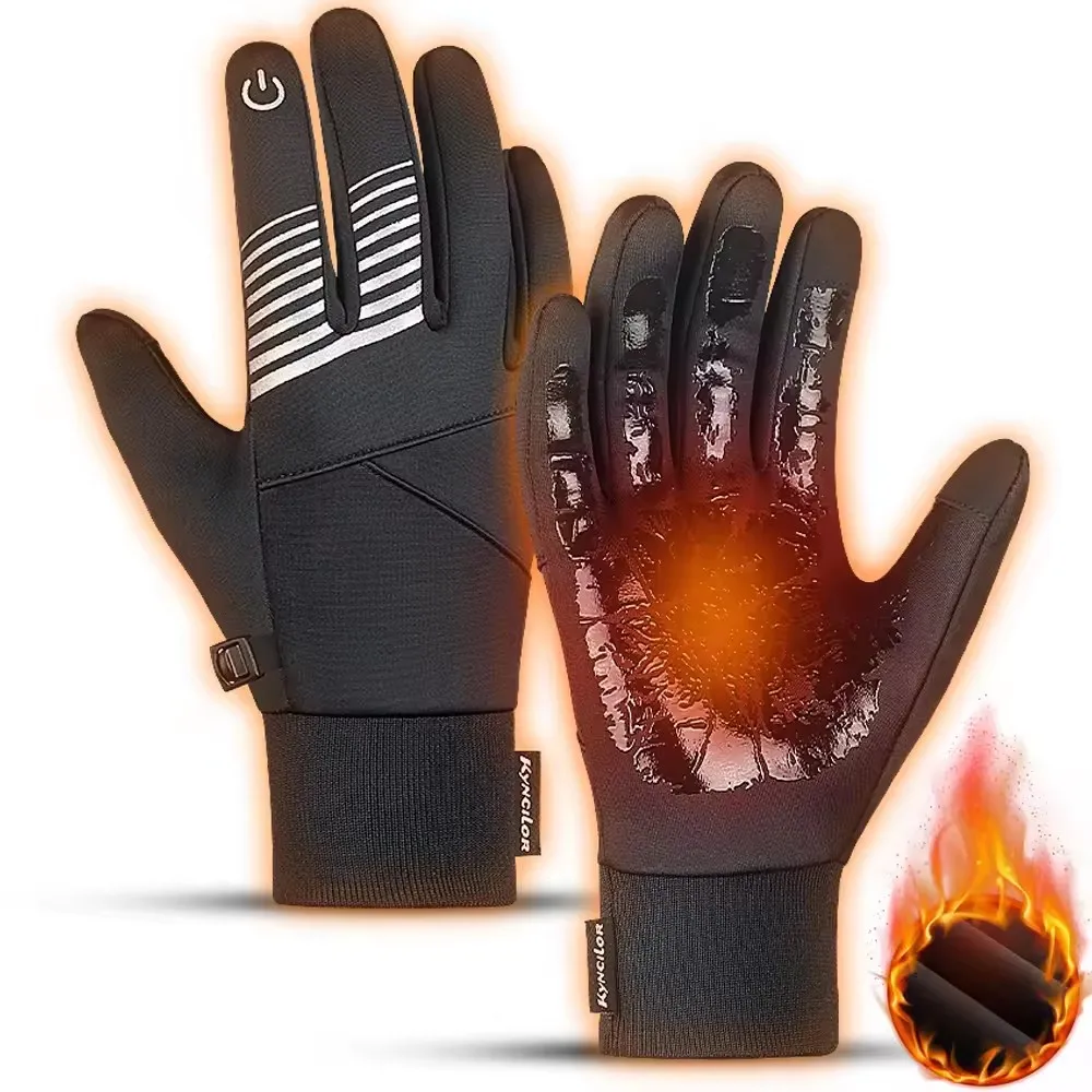 Herbst Winter Radfahren Handschuhe Für Männer Frauen Flusen Warme Wasserdichte Rutschfeste Touchscreen Skifahren Laufen Reiten Motorrad Handschuhe