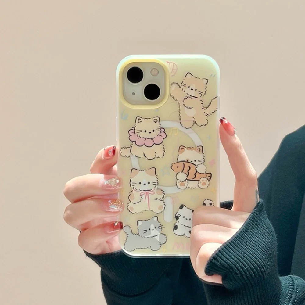 

Premium 2 in 1 Magnetic Phone Case for iPhone 17 Air 16 15 Pro Max 14 13 Pro 12 11 Plus Camera Protection Matte Cat Male Female