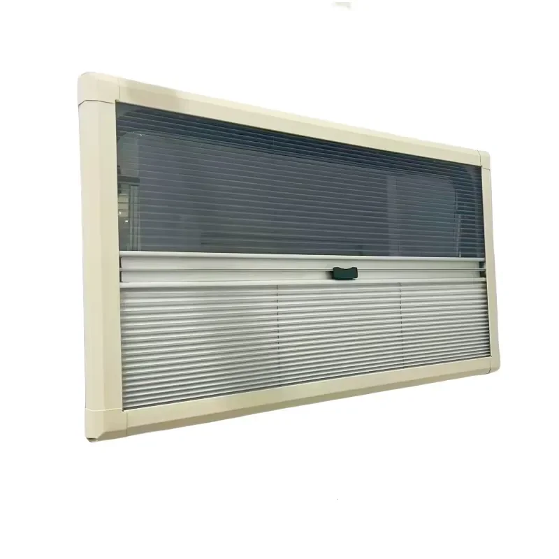 Custom Size ABS RV Window Inner Frame with Mosquito Net and Curtains Replacement Part for Caravan Camper Motorhome Vehicle