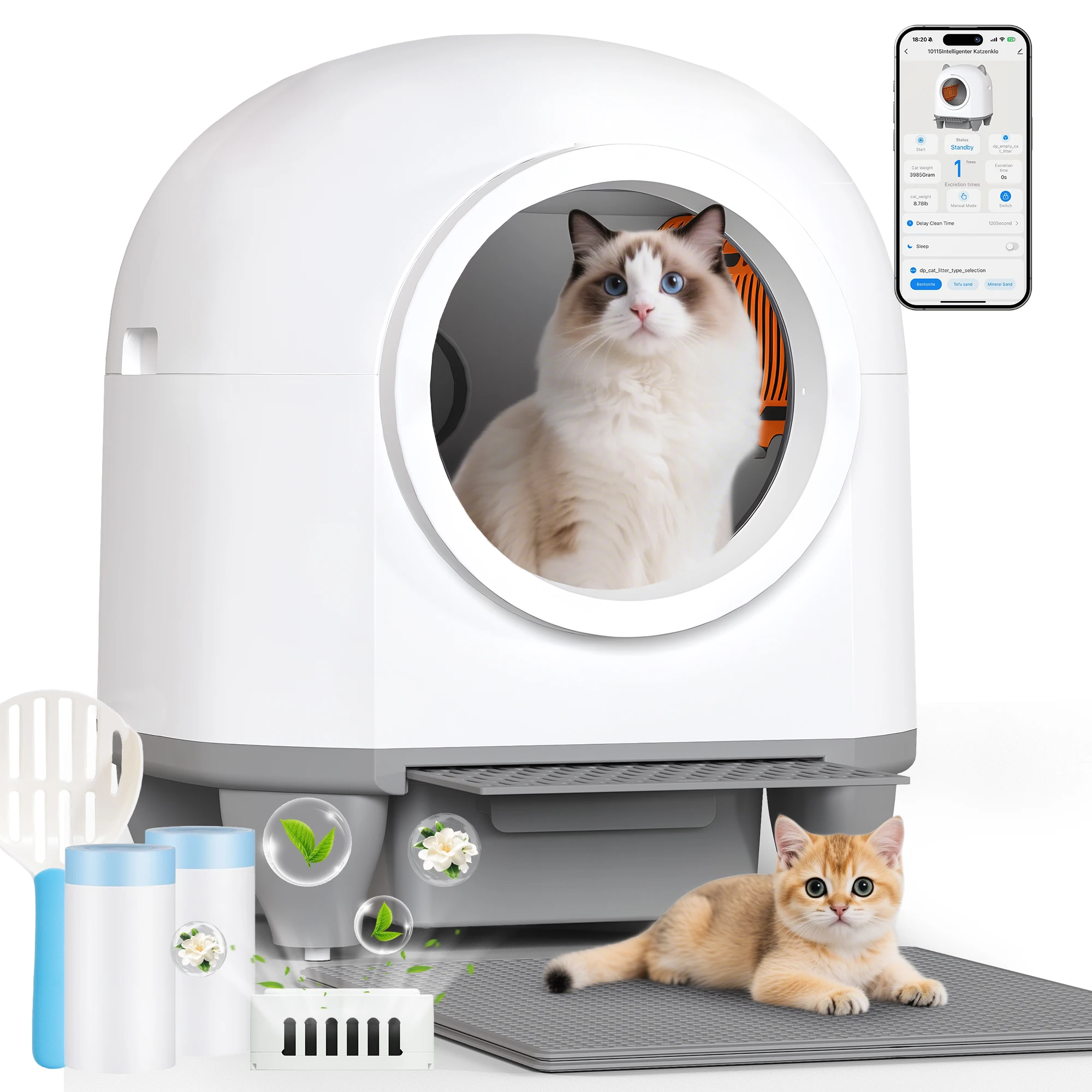 HOMALL 90L Ultra Grote Automatische Kattenbak Geurcontrole Slimme APP-bediening Volledig Gesloten