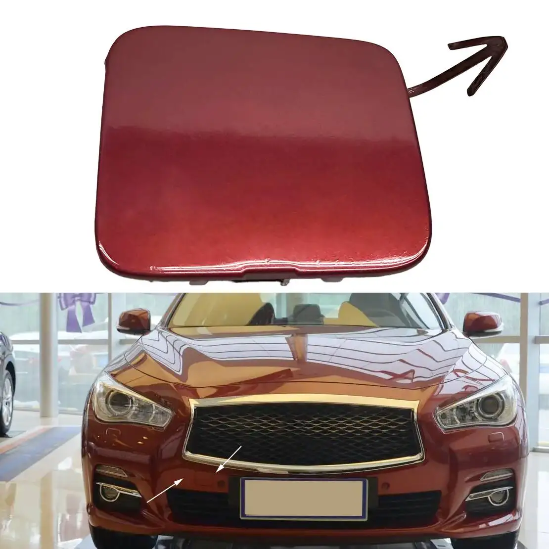 622A1-4GA0A Red Front Bumper Tow Hook Hole Eye Cover Cap Plastic Fit for Infiniti Q50 2014 2015 2016 2017 2018 - view 3