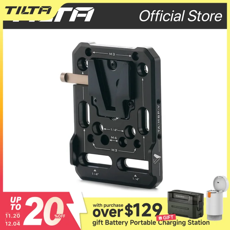 TILTA bolso V-Mount bateria placa para câmeras DSLR V mount placa TA-PBP-V acessório Photo Studio Kit