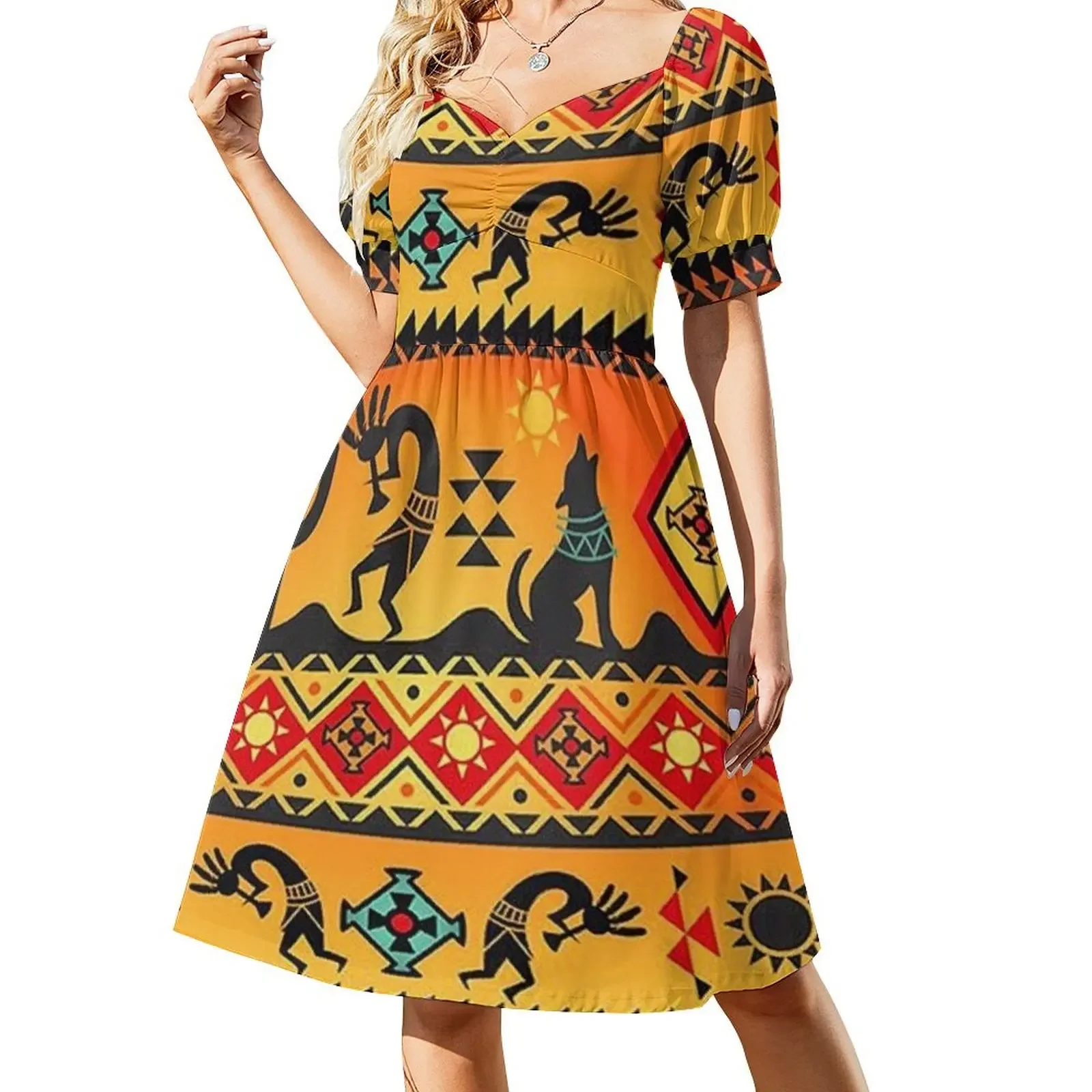 

Southwestern Aztec Kokopelli Sleeveless Dress dress summer luxury woman party dress party dresses woman