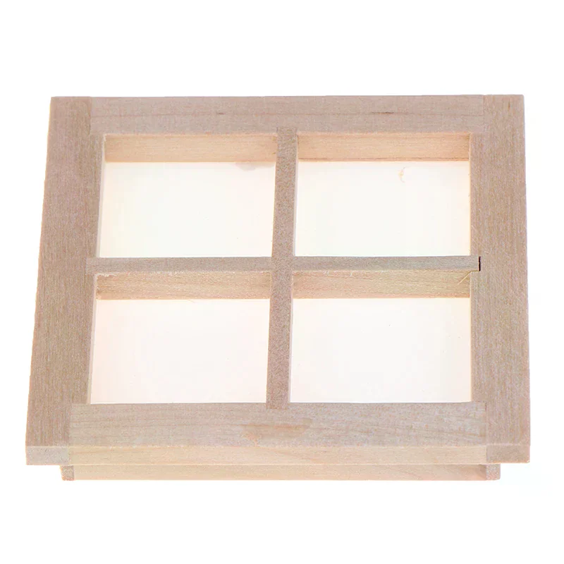 DIY Accessories 1:12 Dollhouse Miniature Wooden 4 Pane Window