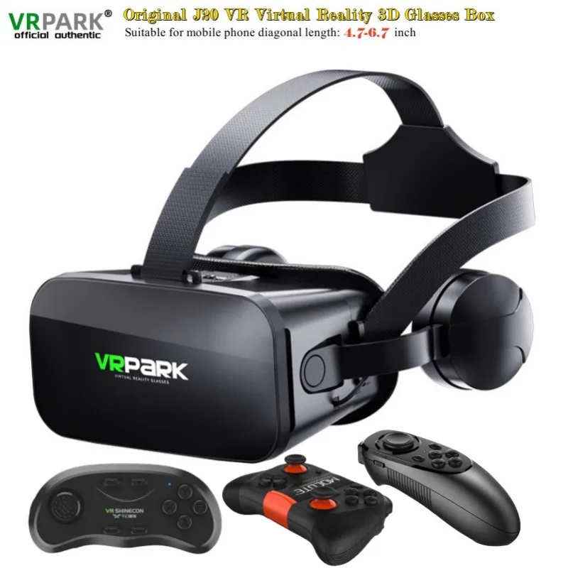 Original j20 4k virtuelle realität 3d brille box stereo vr google karton headset helm für ios android phone max 6.7 \