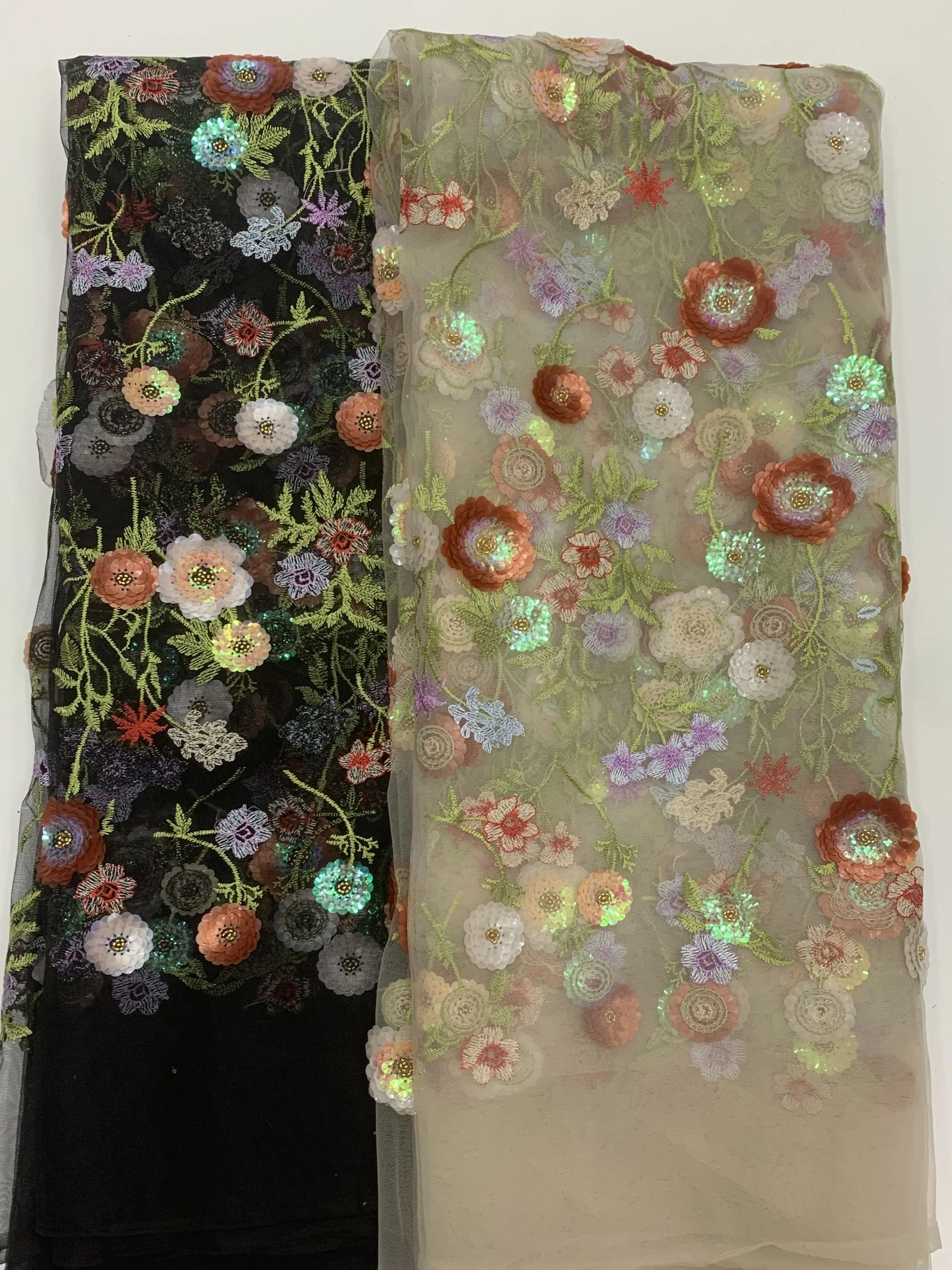 

African Sequins Tulle Lace Fabric 2023 High Quality French Guipure Net Material 5 Yards for Sew Party Dresses XB5664