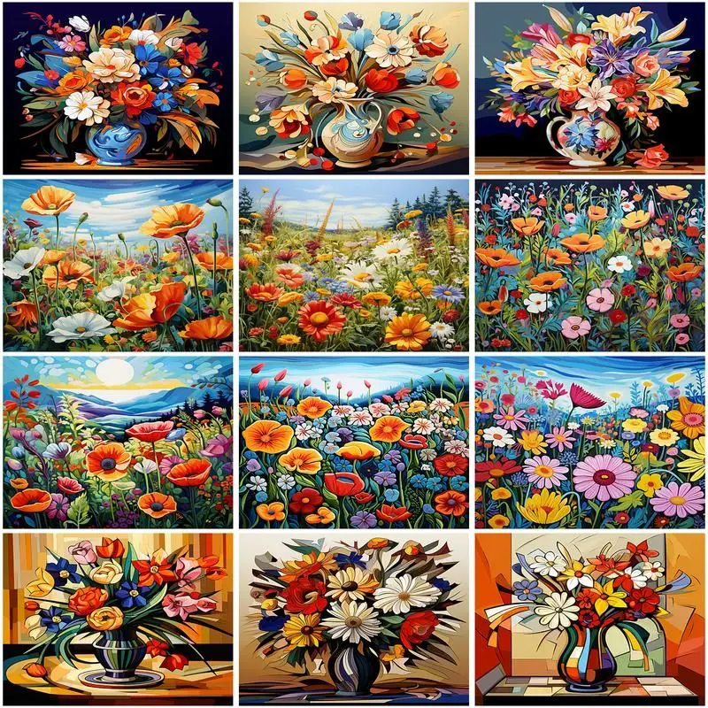 

CHENISTORY DIY 40x50cm Pictures By Number Kits Home Decor Painting By Numbers Flower Drawing On Canvas HandPainted Art Gift