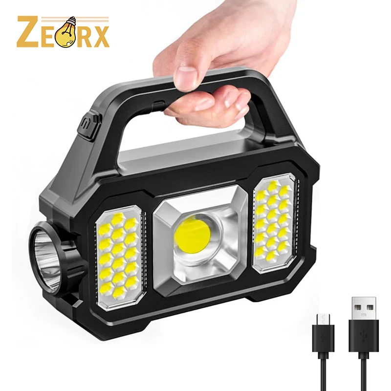 

Solar Handheld Flashlight, 1000 Lumens Solar or USB Charging Handheld Flashlights with 6 Modes for Fishing Outdoor Camping