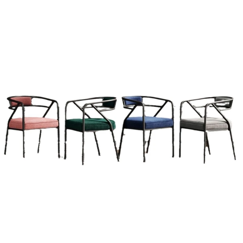 

Modern Restaurant Hotel Hotel Wrought Iron Office Chair Nordic Light Luxury Dining Chair Home Stool Leisure Backrest
