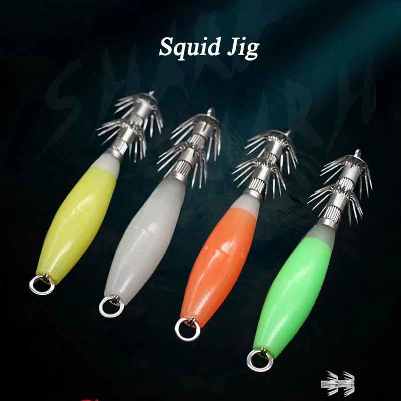 4PCS 12cm14g 32-needle Glow Squid Jigs Hook Luminous Squid Hook Cuttlefish Fishing Hook Sea Fishing Lures pesca Fishing Bait